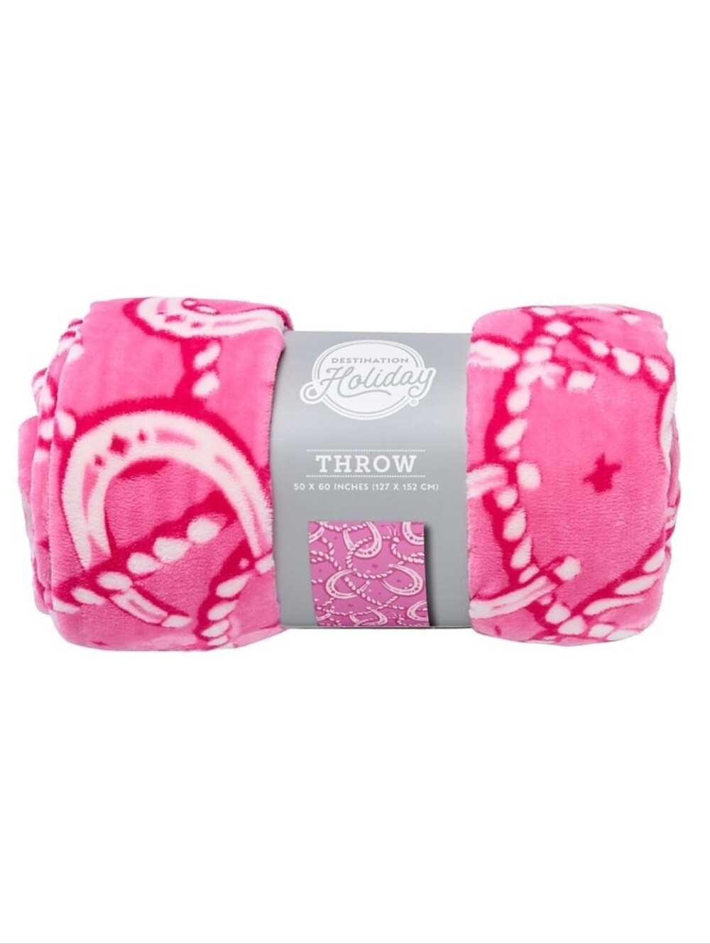 Destination Holiday Throw ~ Pink with Horseshoes ~ 50" X 60"